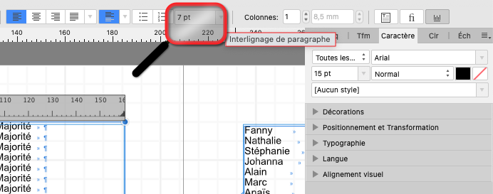 interlignage de paragraphe