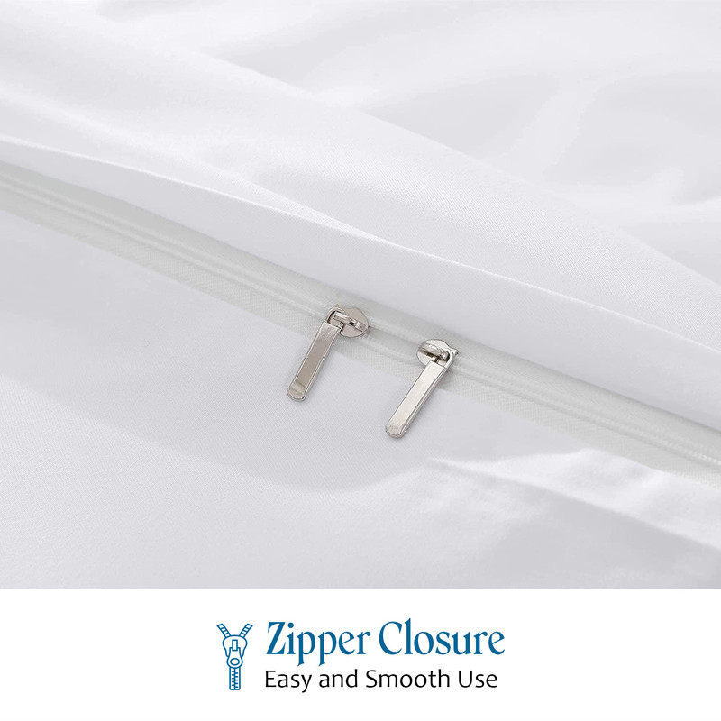 Picture of VEGAS HOTEL COLLECTION Classic Egyptian Cotton 1-Piece Duvet Cover { Zippered Closure } 1000 Thread Count- Fabulous Solid Looking Color White - Queen Size
