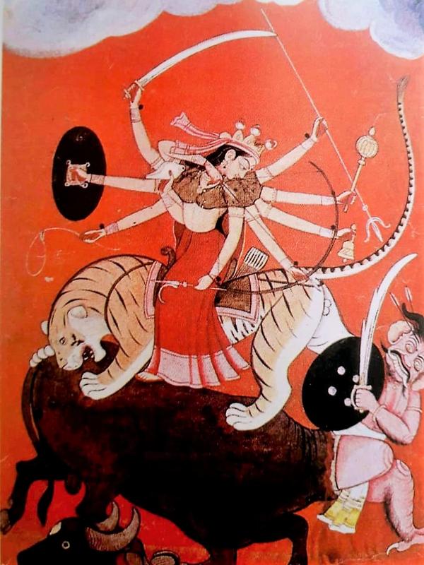 Boginja Durga u borbi protiv Mahišasura, bika demona/Mitovi drevne Indije/Privatna arhiva