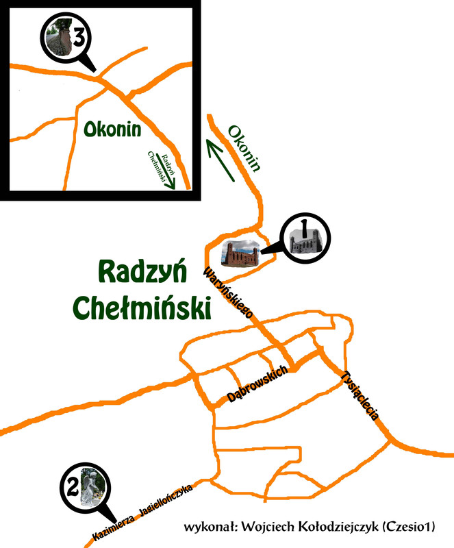 Radzyń Chełmiński, Okonin - mapka