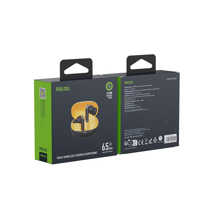 سماعات Rsilou R3008 (TW04) لاسلكية - صوت مخصص - بطارية 26 ساعة - بلوتوث 5.3 - أسود - 2