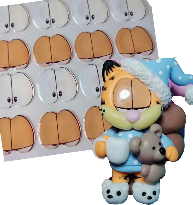 Ojos adhesivos garfield 1.5cm x 6 pares para tela foami pasta