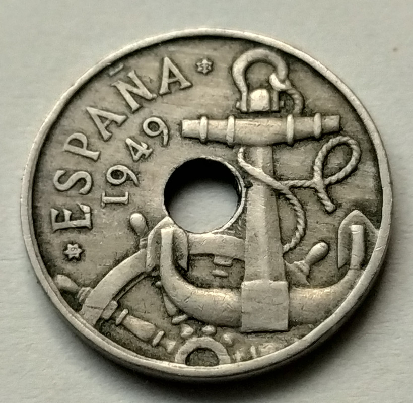 Estado Español 50 Centimos 1949-52 Hoja en reverso anv