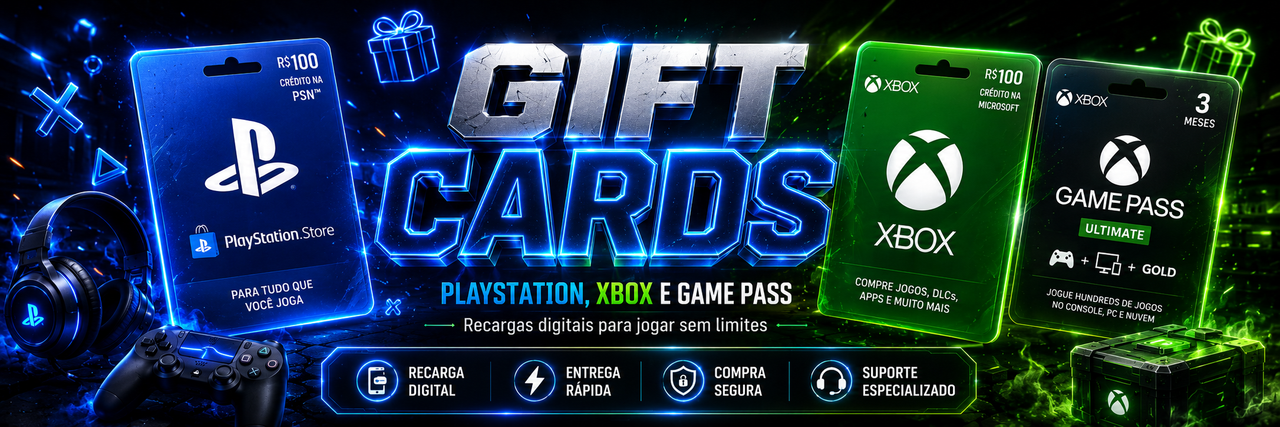 Gift Cards PlayStation, Xbox e Game Pass
