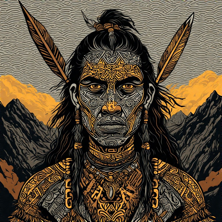 A-tribal-warrior-in-woodcut-st-47