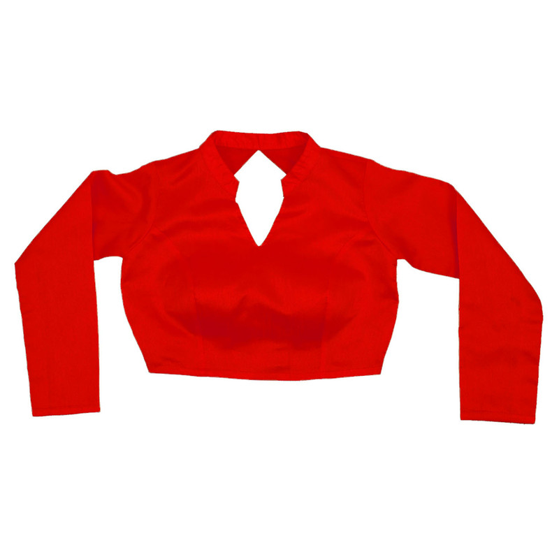 Women's Designer Sari Blouse Dupion Silk Collor Neck Long Sleeve Crop Top Choli - Picture 47 of 82