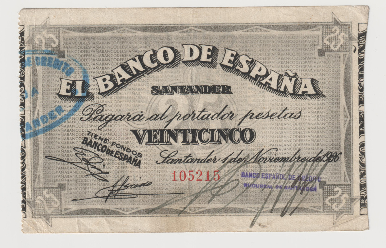 Serie Banco de España Santander, 1 de noviembre de 1936. Documento-escaneado93-13