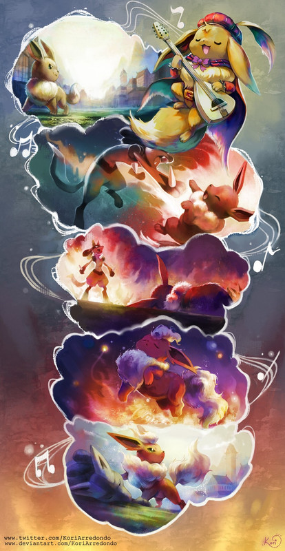 eevee-lucario-and-flareon-pokemon-drawn-