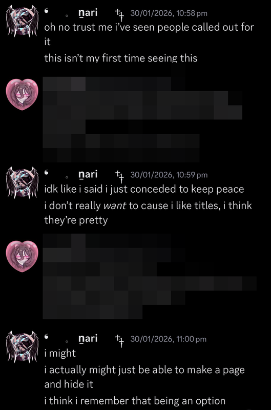 Nari saying that he likes using titles and will make a secret page on his Pronouns