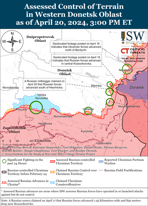 Vremivka - Marinka Battle Map April 20, 2024