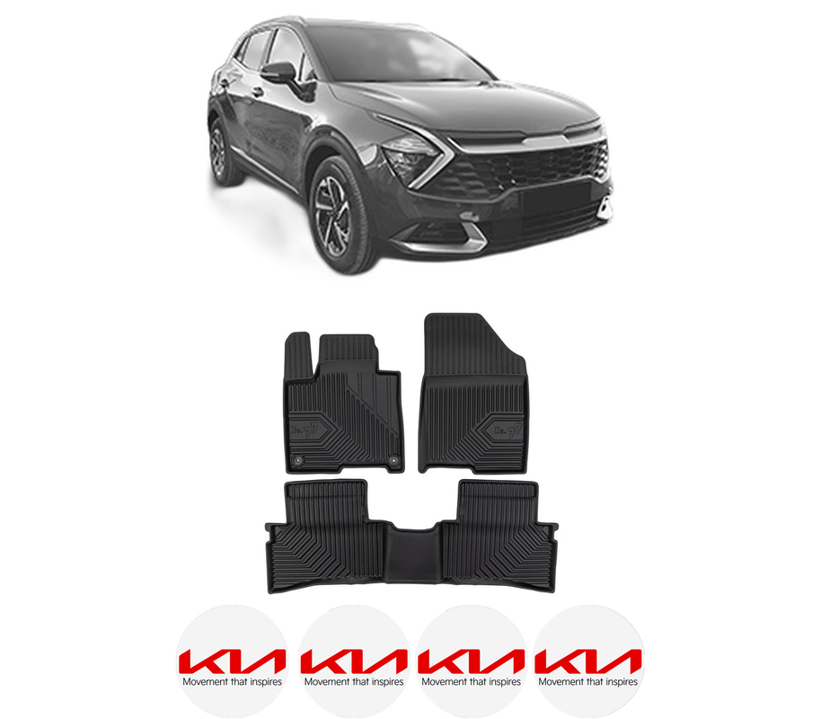 Set covorase presuri KIA SPORTAGE V (NQ5) din 2021-2024, auto, din cauciuc thermoplastic, 4 Stickere auto cu KIA
