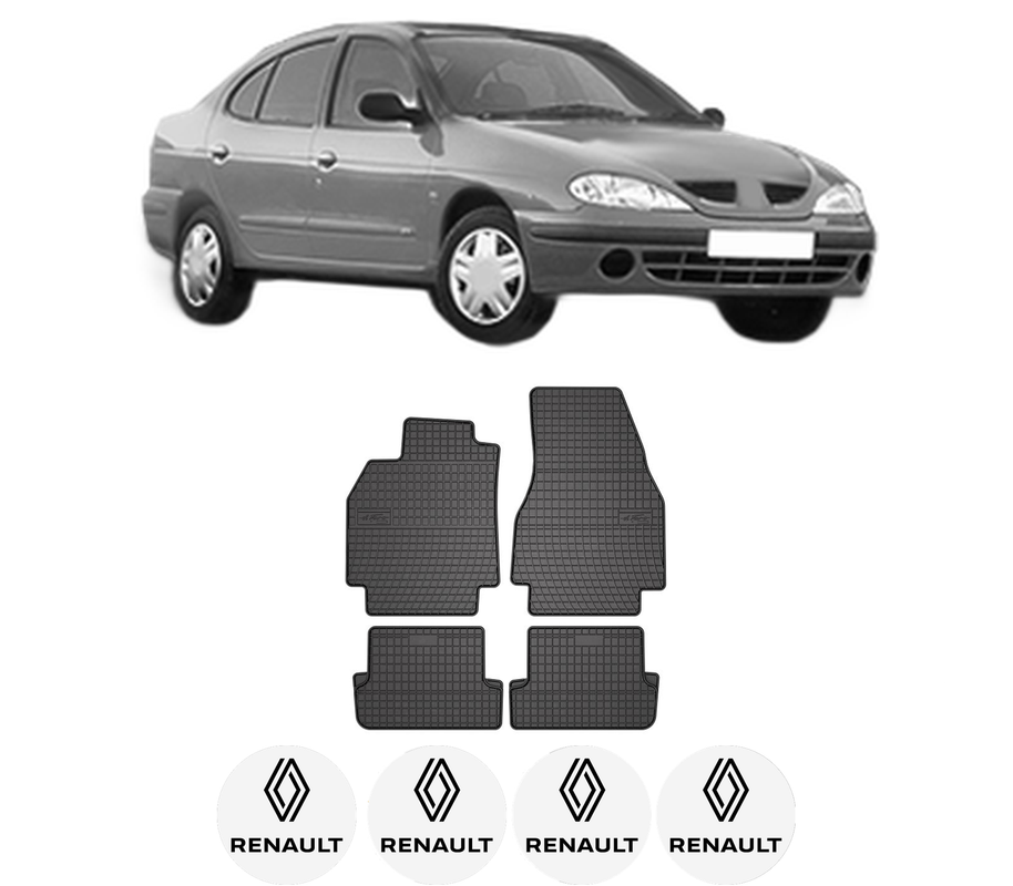 Set covorase presuri RENAULT MEGANE I Classic (LA0/1_) din 1996-2003, auto, din cauciuc thermoplastic, 4 Stickere auto cu RENAULT
