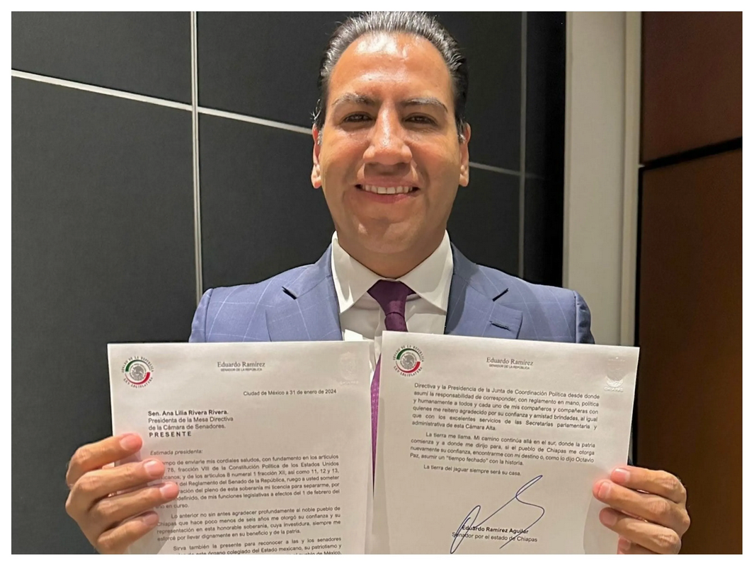Eduardo Ramírez pide licencia al Senado, va por la gubernatura de Chiapas 