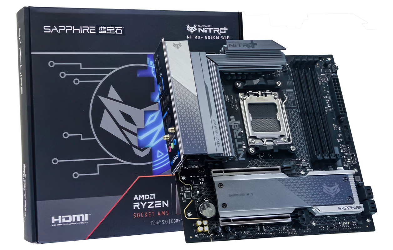 Sapphire lanza la placa base B850M NITRO+ compatible con Memorias DDR5 de Más 8000 Mhz