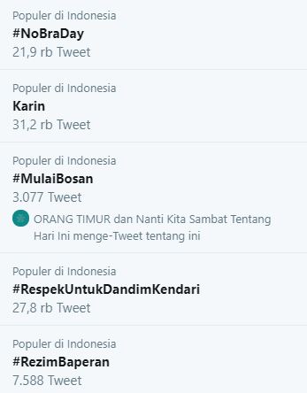 Trending Topic Twitter Minggu (13/10/2019)