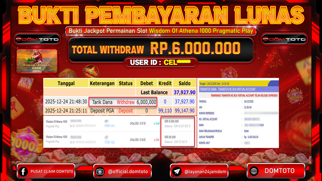 JACKPOT SLOT Wisdom Of Athena 1000 Pragmatic Play 24 DECEMBER 2025