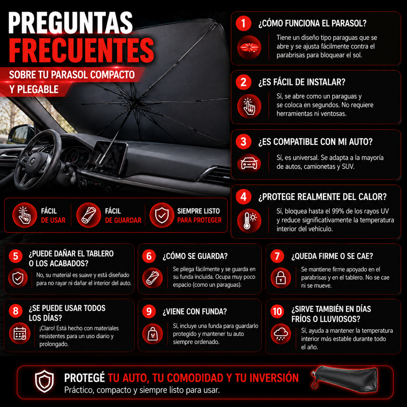 Parasol paraguas para auto