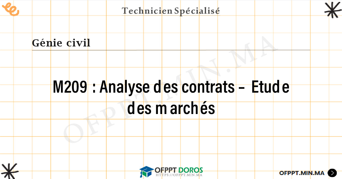 Sommaire détaillé du cours Analyse des contrats – Etude des marchés M209 OFPPT - Structure du module