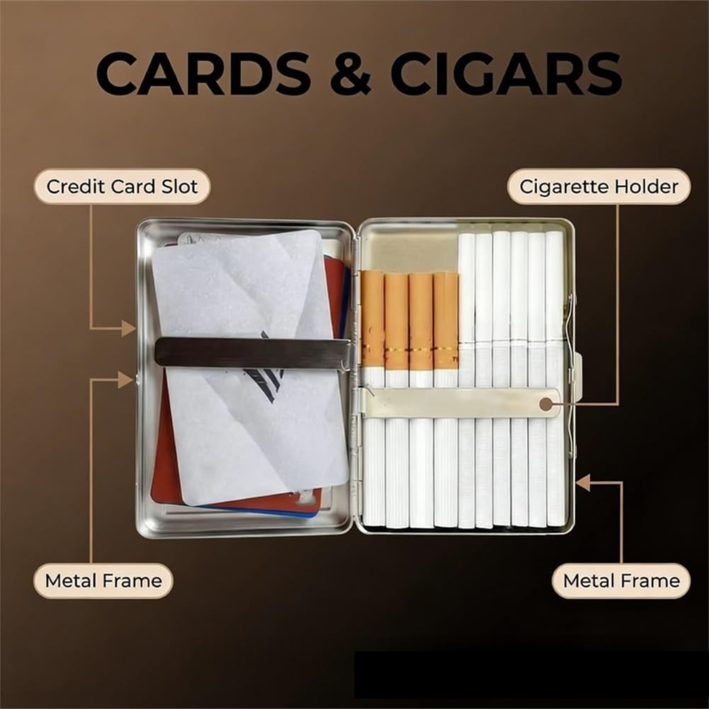Retro Metal Card Cash & Cigarette Case with Fixed Clip - Black Cat Artistic Slim Wallet (10.3X6X2cm)