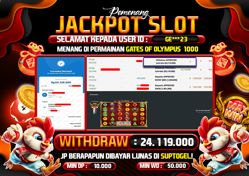  BUKTI KEMENANGAN 28 SEPTEMBER 2025 MENANG DI PERMAINAN  SLOT GATES OF OLYMPUS 1000