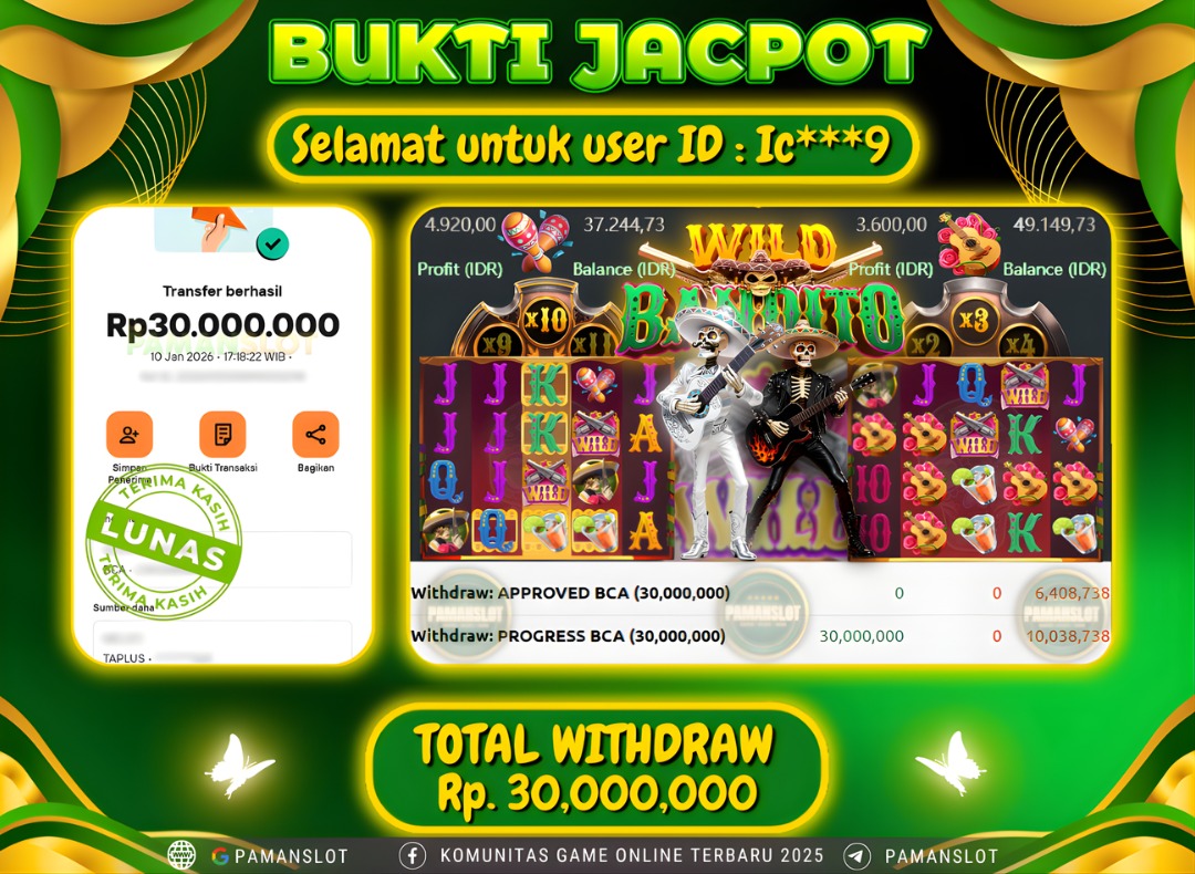 PAMANSLOT JACKPOT Game wild bandito Rp.30,000,000- LUNAS