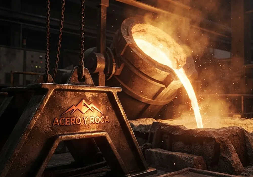 Proceso de fundición de cobre en minería.