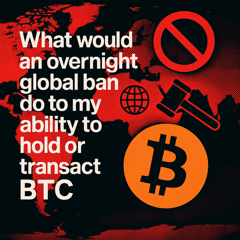 What would an overnight global ban do to my ability to hold or transact BTC