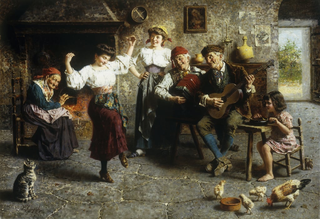 Eugenio-Zampighi-A-Fine-Step-oil-on-canvas-Meister-Drucke-890048