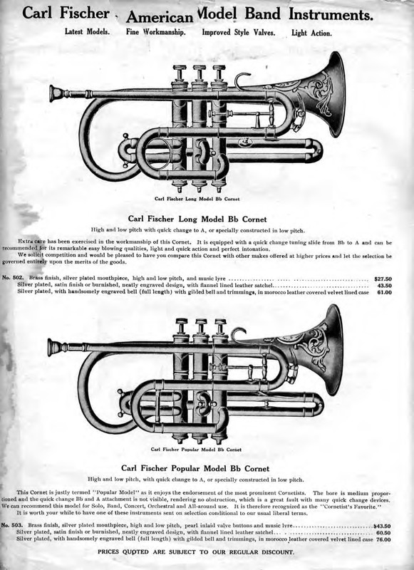 Fischer Catalog no15-2 Long Model American cornet