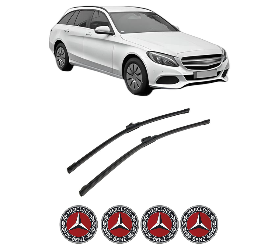 Set stergatoare auto MERCEDES-BENZ C-CLASS T-Model (S205) din 2014-2021, pentru parbriz auto, 2 bucati, Bosch Aerotwin, din cauciuc siliconat rezistent, 4 Stickere Auto MERCEDES-BENZ
