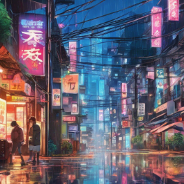 Rainy Anime City
