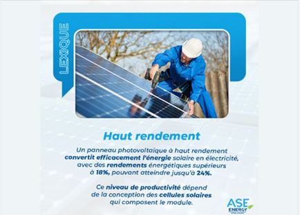 texte définition haut rendement panneau solaire