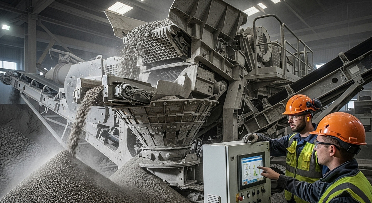 Участок дробления с щековыми и конусными дробилками в работе, пример промышленного узла, важный этап подготовки фракций