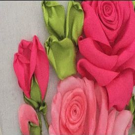 تطريزالورد الكامل وتثبيته على التطريز بالساتان