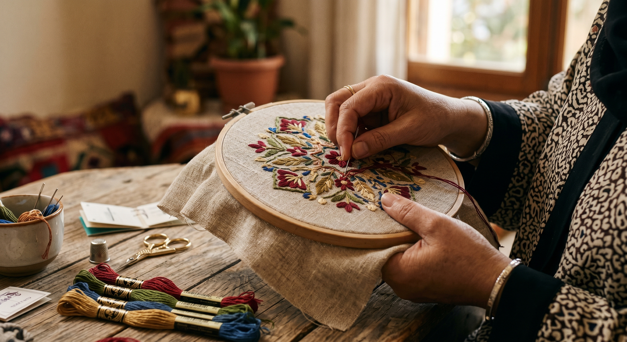 تطريز طارة ورد