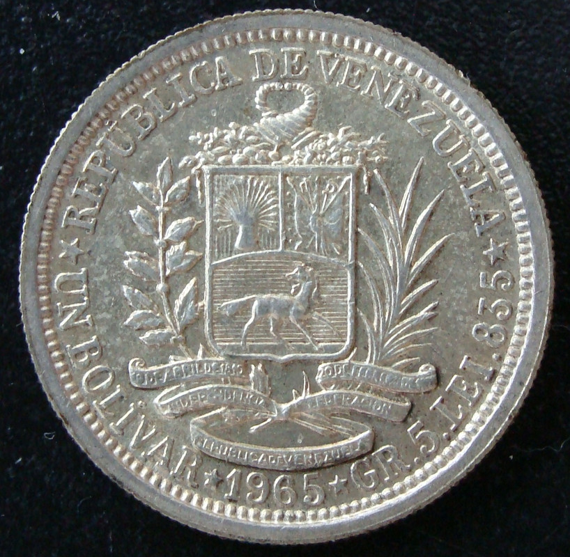 ¡¡Últimas platas!! 1 Bolívar. Venezuela (1965) VEN-1-Bol-var-1965-anv