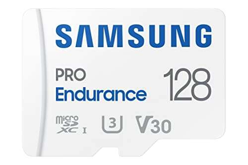 Amazon - Samsung PRO Endurance SD 128gb Clase 10 U3 V30 (Precio más bajo histórico)