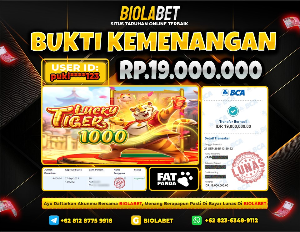 BIOLABET JACKPOT Fat Panda Rp.19.000.000.,- LUNAS