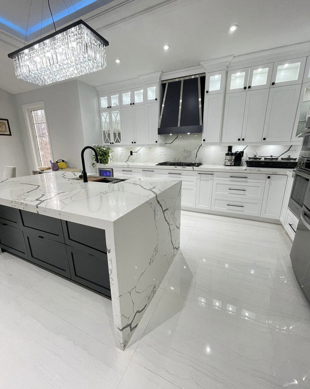 Kitchen cabinets and island