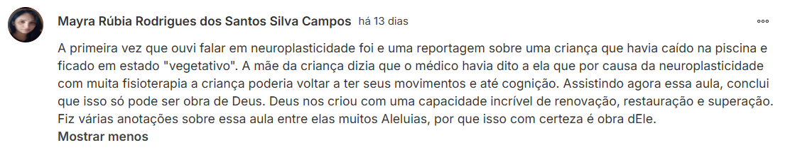 Depoimento de aluna