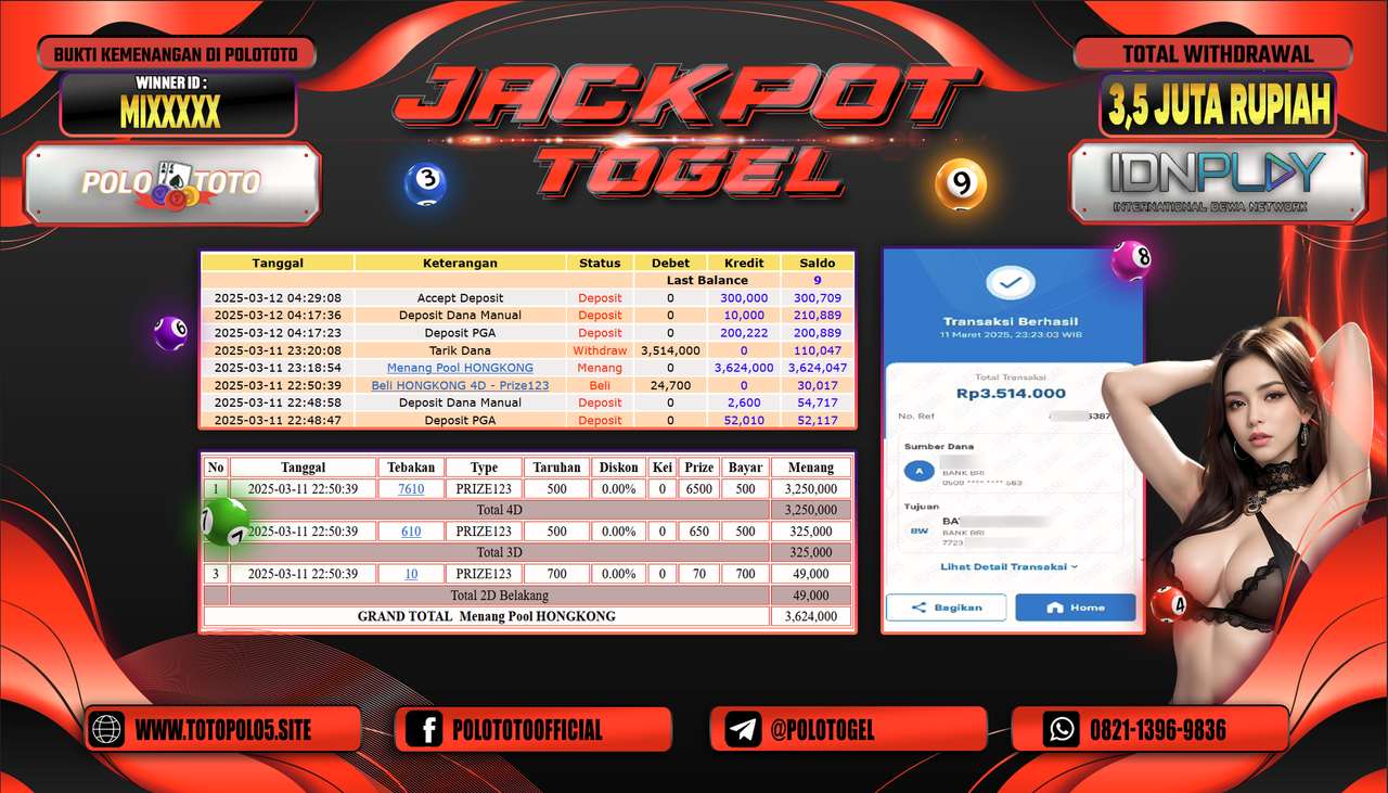 POLOTOTO JACKPOT TOGEL PASARAN HONGKONG Rp.3.514.000,-