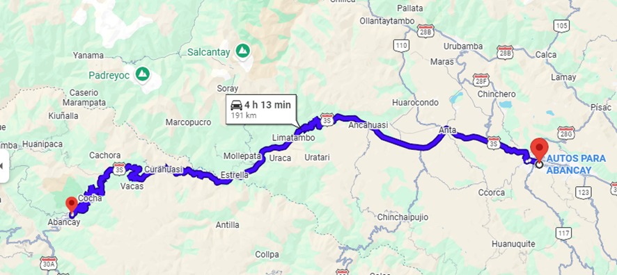 Ruta de viaje Cusco Abancay