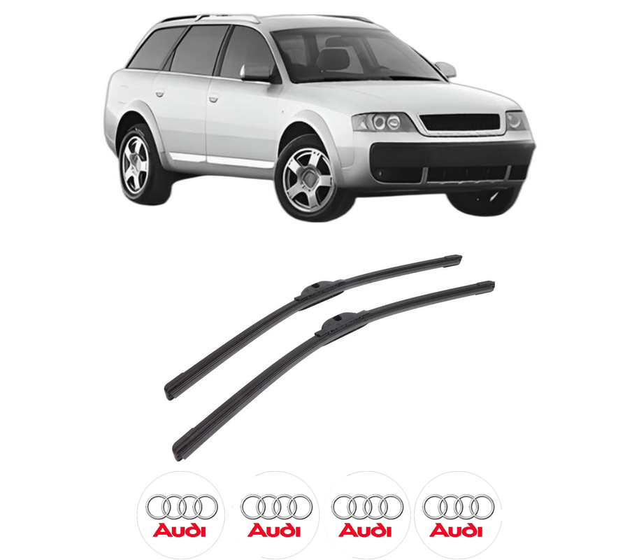 Set stergatoare auto AUDI ALLROAD C5 (4BH) din 2000-2005, pentru parbriz auto, 2 bucati, Bosch Aerotwin, din cauciuc siliconat rezistent, 4 Stickere Auto AUDI