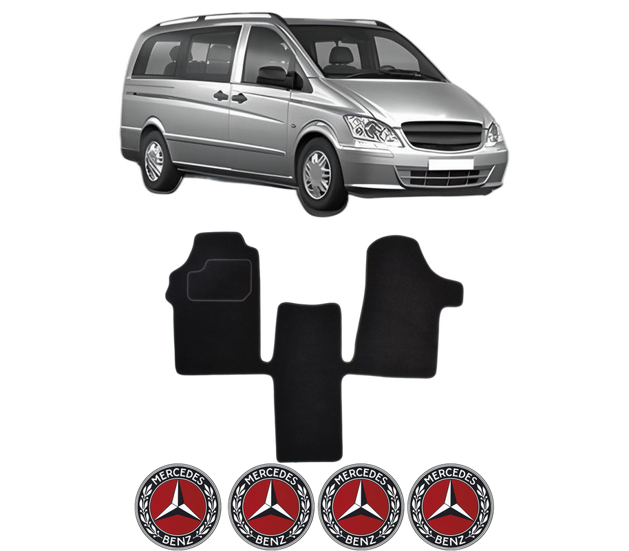 Set Covorase Presuri MERCEDES-BENZ VITO Bus (W639) din 2003-2014, Auto, Material Textil Mocheta, 4 Stickere auto cu MERCEDES-BENZ