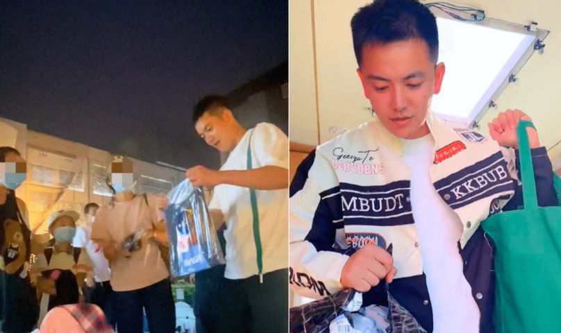 Китайский актер продает одежду на ночном рынке Пекина