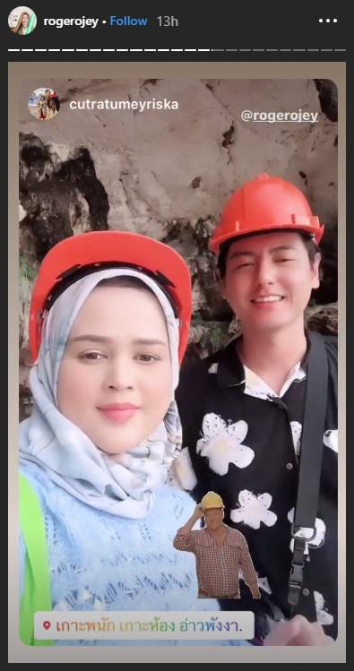 Cut Meyriska dan Roger Danuarta persiapan menyusuri gua di James Bond Island