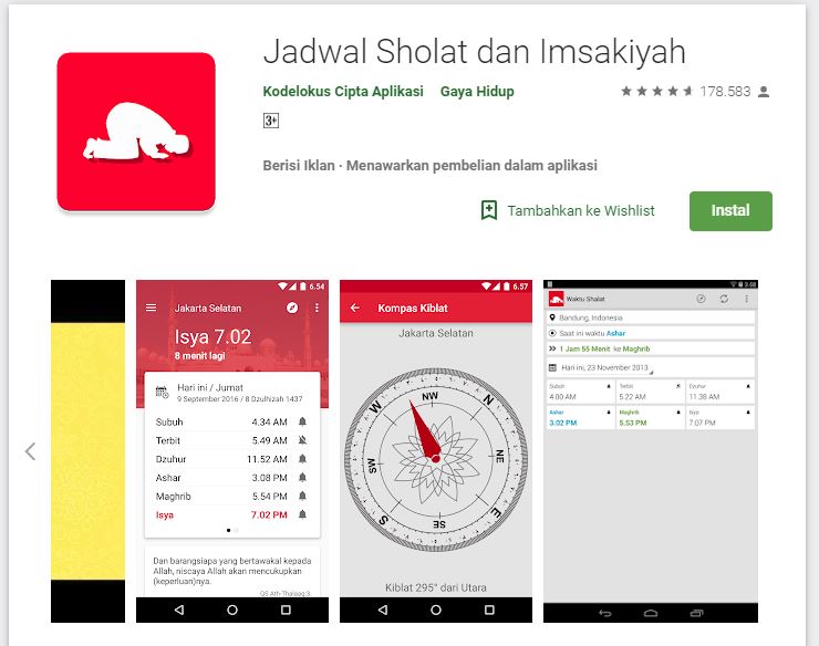Aplikasi Jadwal Sholat dan Imsakiyah