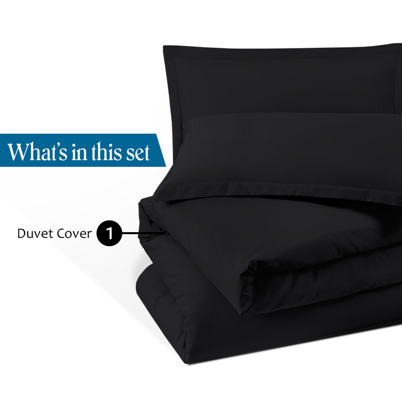 Picture of VEGAS HOTEL COLLECTION Classic Egyptian Cotton 1-Piece Duvet Cover { Zippered Closure } 1000 Thread Count- Fabulous Solid Looking Color Black - Oversized Queen Size
