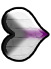 A sideways heart resembling the demisexual pride flag pointing right.