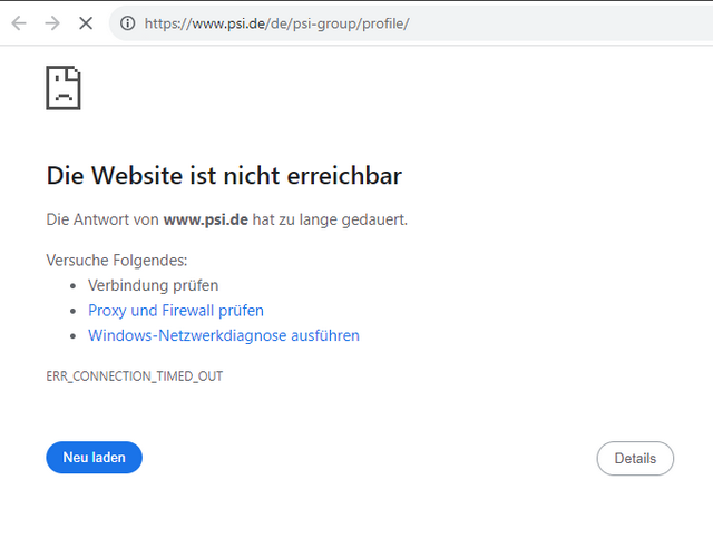 Cyberangriff auf PSI - Webseite down